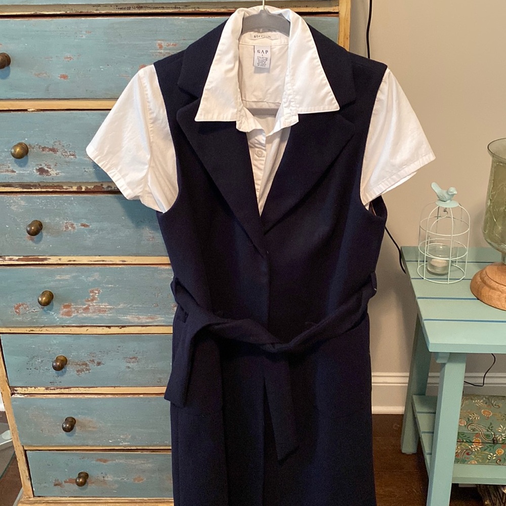 New w/tag- Topshop tall navy blue sleeveless blazer.